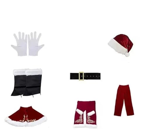GIYXHU Weihnachtsmannkostüm Weihnachten Cosplay Kostüm Santa Claus Anzug Deluxe Uniform Samt Rotes Kleid for Frauen Mann Erwachsene Rolle Spielen Party set(3XL,Men Style) von GIYXHU