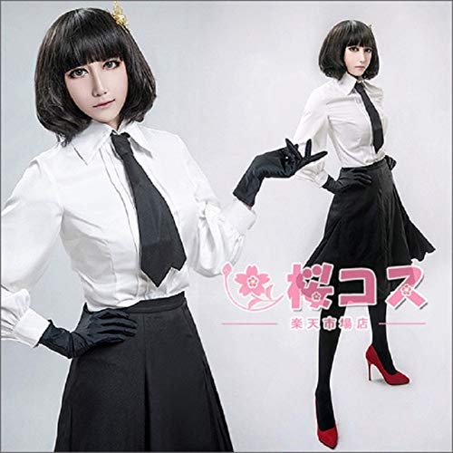 Akiko Yosano Cosplay Kostüm Bungo Streunende Hunde Cosplay T-Shirt + Rock + Krawatte + Perücke komplettes Set Schuluniform Halloween Kostüm Frauen L Set B. von GJBXP