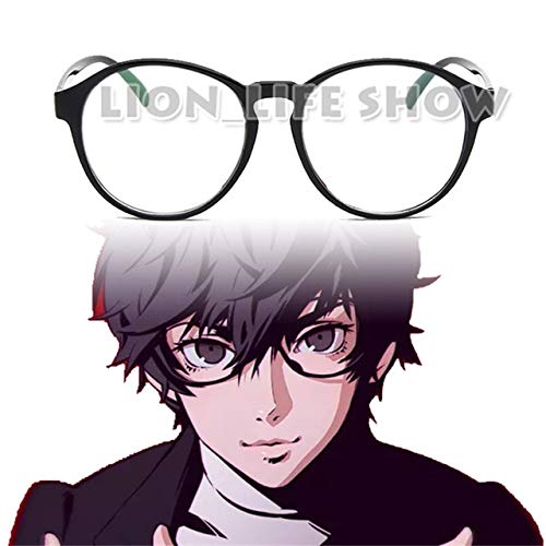 Persona 5 Held Kyoya Hibari Rin Okumura Houtarou Schwarz Kurze Cosplay Perücke Schwarze Brille Maske Cos Prop Nur Größe Brille von GJBXP