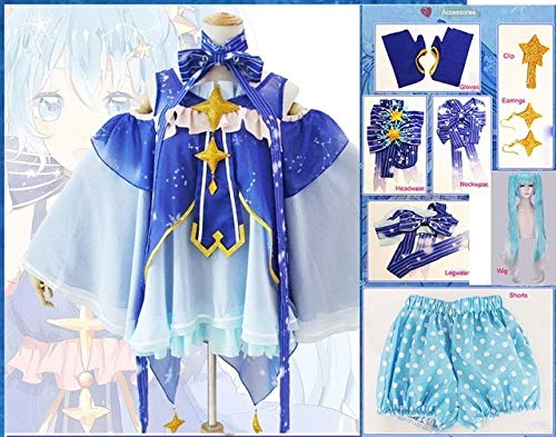 VOCALOID Hatsune Miku Cosplay Lolita Kostümkleid + Shorts + Fliege + Handschuhe + Perücke Komplettset Star Princess Schneemiku Kleid Kostüme XL Kostüm und Perücke VOCALOID Hatsune Miku Cosplay Lolita Kostümkleid + Shorts + Fliege + Handschuhe + Perücke Komplettset Star Princess Schneemiku Kleid Kostüme XL Kostüm und Perücke von GJBXP