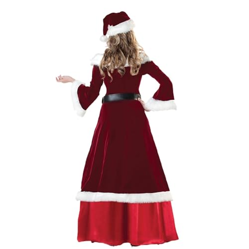 GJPINGA Damen-Weihnachtskleid für die Zeremonie. Das Kleid ist an der Taille geformt und verfügt über einen schwarzen Gürtel und einen Hut. A,L von GJPINGA