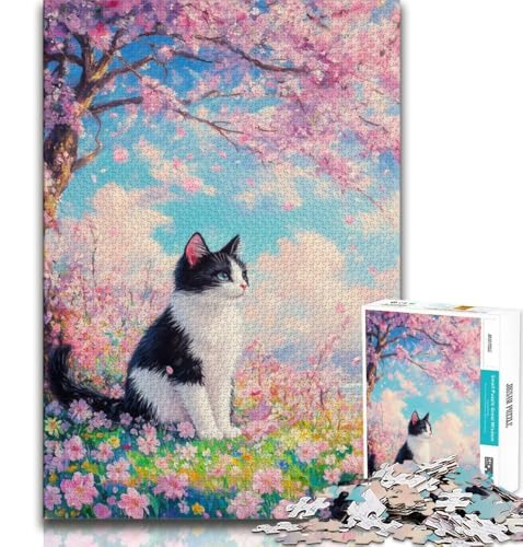 1000-teiliges Puzzle, Kirschblütenbaum, Katze, Dekomprimierendes intellektuelles Lernspielzeug, Lernspiel zum Geburtstag, Weihnachten, 75x50cm 1000-teiliges Puzzle, Kirschblütenbaum, Katze, Dekomprimierendes intellektuelles Lernspielzeug, Lernspiel zum Geburtstag, Weihnachten, 75x50cm von GKJPOXZJ