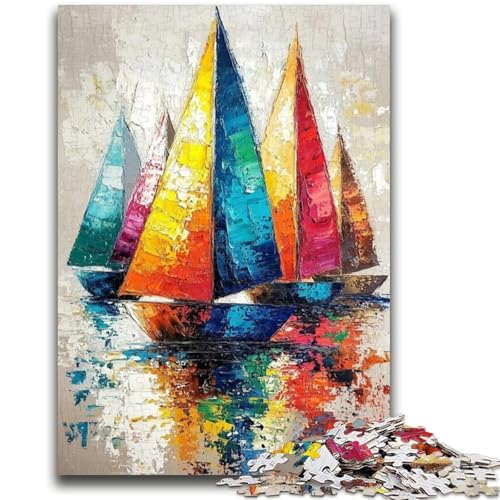 1000-teiliges Puzzle, Segelboot-Ölgemälde, 1000 Teile für Teenager, Lernspiele, Heimdekoration, Geburtstagsgeschenk, Geschenke, Wandkunst (50x75cm) von GKJPOXZJ