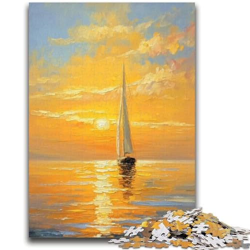 1000-teiliges Puzzle Segelboot bei Sonnenuntergang, Puzzle für Erwachsene, Lernspielzeug, Familienspiele, Geschenke für Freunde und Familie (75x50cm) von GKJPOXZJ