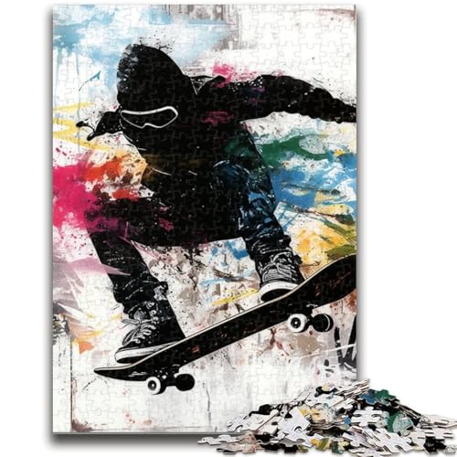 1000-teiliges Puzzle Skifahrer malen, Puzzle für Erwachsene, Lernspielzeug, Familienspiele, Geschenke für Freunde und Familie (26x38cm) von GKJPOXZJ