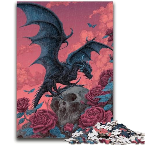 1000-teiliges Puzzle für Erwachsene, Geschenke, Schwarzer Drache, 1000 Teile für Erwachsene, Lernspiele, Heimdekoration, einzigartige Heimdekoration und Geschenke (75x50cm) von GKJPOXZJ