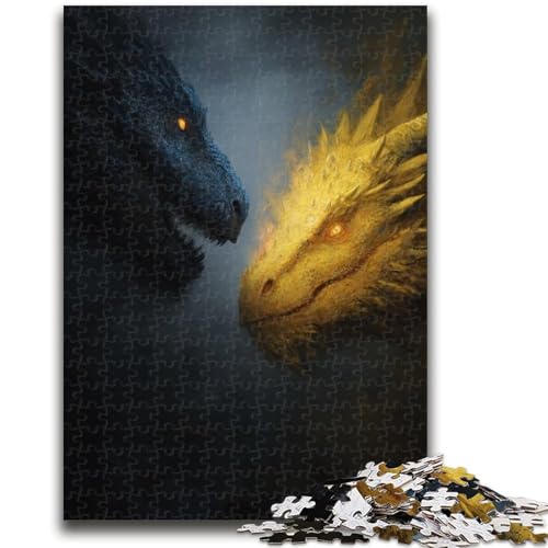 1000-teiliges Puzzle für Erwachsene, Geschenke, schwarzgoldener Fliegender Drache, 1000 Teile für Erwachsene, dekomprimierendes intellektuelles Lernspielzeug, perfekte Dekoration (75x50cm) von GKJPOXZJ