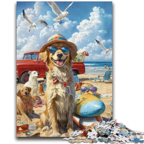 1000-teiliges Puzzle für Erwachsene, Golden Retriever im Urlaub, 1000 Teile für Teenager, Lernspiele, Heimdekoration, Geburtstagsgeschenk, Geschenke, Wandkunst (50x75cm) von GKJPOXZJ