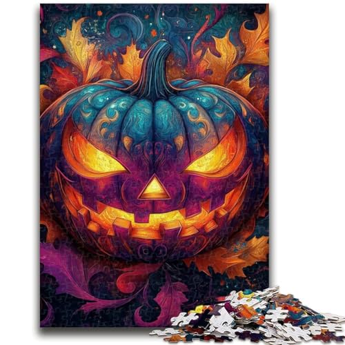 1000-teiliges Puzzle für Erwachsene, Halloween-Kürbiskopf, 1000 Teile für Erwachsene, Herausforderung der Gehirnintelligenz, süchtig machendes Spielzeug für die Heimdekoration (75x50cm) von GKJPOXZJ