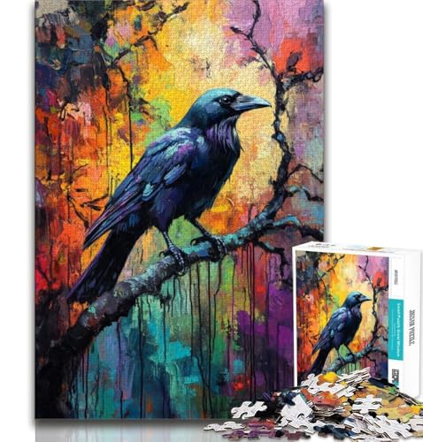 1000-teiliges Puzzle für Erwachsene, Ölgemälde Einer Krähe, hilft dem Gehirn, süchtig machendes Spielzeug zu trainieren, um Geduld zu fördern, Künstlersammlung, bildende Kunst, 75x50cm von GKJPOXZJ