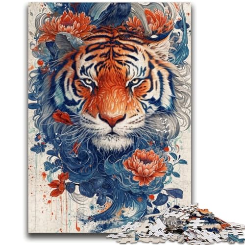 1000-teiliges Puzzle für Erwachsene und Jugendliche, Aquarellkunst, Tiger, Teenager-Puzzles, Lernspielzeug, Familienspiele, einzigartige Geburtstags- und Geschenkideen (50x75cm) von GKJPOXZJ