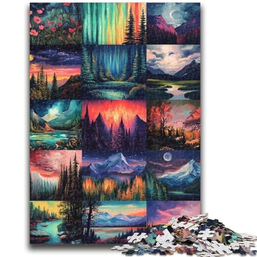 1000-teiliges Puzzle für Erwachsene und Jugendliche, Aurora-Collage-Puzzles für Erwachsene, Lernspielzeug, Familienspiele, einzigartige Geburtstags- und Geschenkideen (75x50cm) von GKJPOXZJ