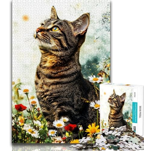 1000-teiliges Puzzle für Erwachsene und Jugendliche, Blumen und Katzen, hilft dem Gehirn, süchtig machendes Spielzeug zu trainieren, um Geduld zu fördern, perfekte Dekoration, 38x26cm 1000-teiliges Puzzle für Erwachsene und Jugendliche, Blumen und Katzen, hilft dem Gehirn, süchtig machendes Spielzeug zu trainieren, um Geduld zu fördern, perfekte Dekoration, 38x26cm von GKJPOXZJ