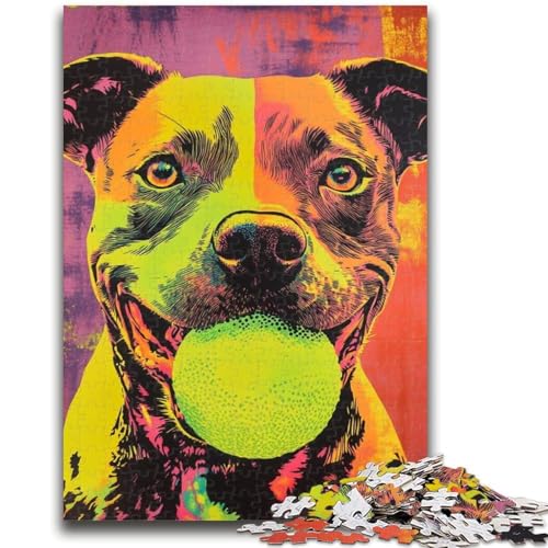 1000-teiliges Puzzle für Erwachsene und Jugendliche, Boxer spielt Tennis, 1000-teiliges Puzzle mit passendem Poster und Quizblatt, für Kinder ab 14 Jahren (38x26cm) von GKJPOXZJ