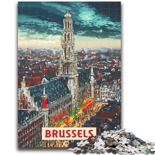 1000-teiliges Puzzle für Erwachsene und Jugendliche, Brüssel, 1000 Teile für Erwachsene, Staycation-Zeitvertreib mit vollständig ineinandergreifenden, zufällig geformten Teilen (26x38cm) von GKJPOXZJ