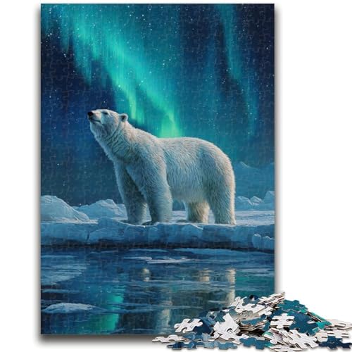 1000-teiliges Puzzle für Erwachsene und Jugendliche, Eisbären unter der Aurora, Puzzle für Erwachsene, Lernspiele für die ganze Familie, Heimdekoration, Geschenk (38x26cm) von GKJPOXZJ