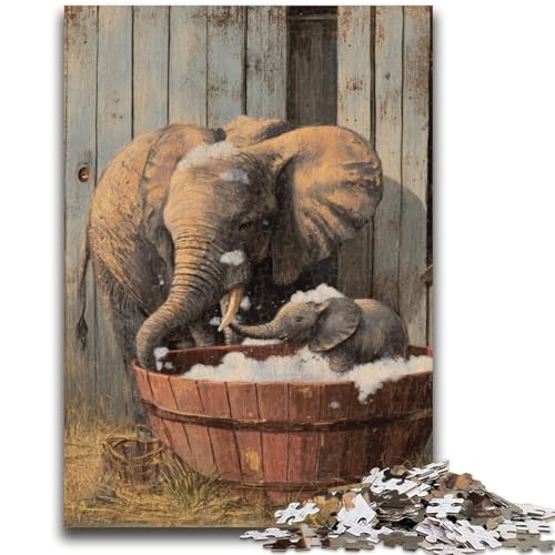 1000-teiliges Puzzle für Erwachsene und Jugendliche, Elefantenbaden, Puzzle für Erwachsene, Quizspiel, Wanddekoration, einzigartige Geburtstags (38x26cm) von GKJPOXZJ