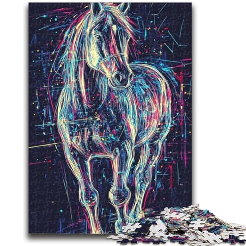 1000-teiliges Puzzle für Erwachsene und Jugendliche, Fantasy-Pferde-Puzzle, „Staycation – Zeit totschlagen“ mit vollständig ineinandergreifenden, zufällig geformten Teilen (50x75cm) von GKJPOXZJ