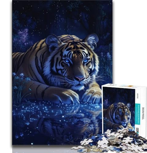 1000-teiliges Puzzle für Erwachsene und Jugendliche, Fantasy-Tiger, Stressabbau, Urlaub zu Hause, Zeit totschlagen, Liebe zwischen Paaren stärken, 38x26cm von GKJPOXZJ