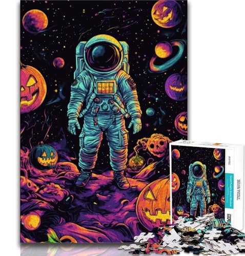 1000-teiliges Puzzle für Erwachsene und Jugendliche, Halloween-Astronaut, für Lernspiele, Herausforderungen, Spielzeug, als Geschenk für die ganze Familie, 38x26cm von GKJPOXZJ