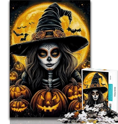 1000-teiliges Puzzle für Erwachsene und Jugendliche, Halloween-Hexe, Lernspielzeug, Familienspiele, geeignet als Schreibtischdekoration, 38x26cm von GKJPOXZJ