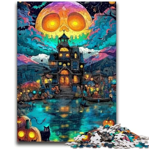 1000-teiliges Puzzle für Erwachsene und Jugendliche, Halloween-Schloss-Puzzles, anspruchsvolle Spielgeschenke, ganze Familie (38x26cm) von GKJPOXZJ