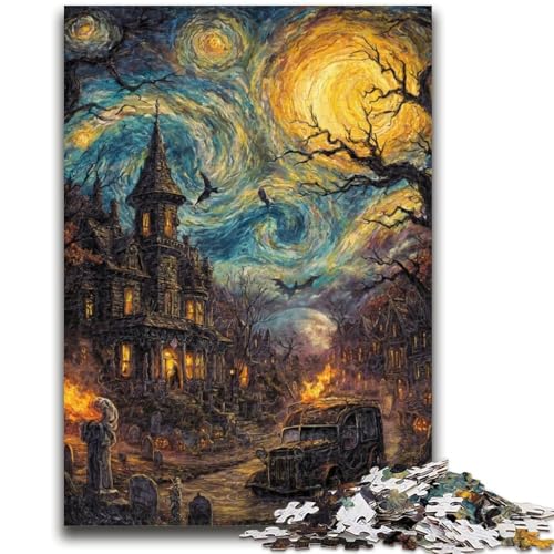 1000-teiliges Puzzle für Erwachsene und Jugendliche, Halloween-Skelettlandschaft, 1000-teiliges Puzzle, Spielzeug, Lernspiele, Stressabbau, einzigartige Geburtstags- und Geschenkideen (38x26cm) von GKJPOXZJ