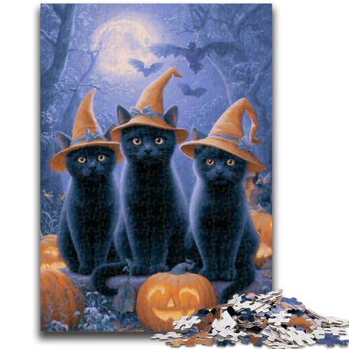 1000-teiliges Puzzle für Erwachsene und Jugendliche, Halloween-Tiere, Teenager-Puzzle, dekomprimierendes intellektuelles Lernspielzeug, Geburtstagsgeschenk, (38x26cm) von GKJPOXZJ