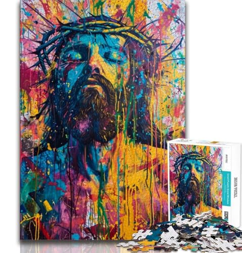 1000-teiliges Puzzle für Erwachsene und Jugendliche, Jesus-Graffiti, lustige Spiele, Wanddekoration, einzigartige Geburtstags, 38x26cm von GKJPOXZJ