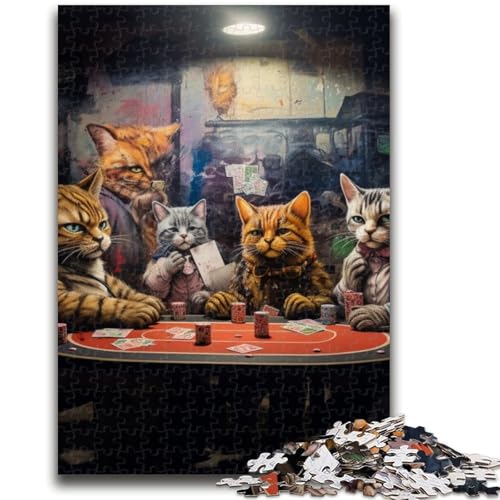 1000-teiliges Puzzle für Erwachsene und Jugendliche, Katzen Spielen Poker, 1000-teiliges Puzzle, Lernspielzeug und Spiele für Erwachsene und Jugendliche (75x50cm) von GKJPOXZJ