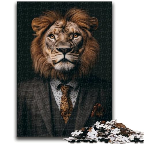 1000-teiliges Puzzle für Erwachsene und Jugendliche, Löwe im Anzug, Erwachsenenpuzzle, Lernspielzeug und Spiele für Erwachsene und Jugendliche, (38x26cm) von GKJPOXZJ