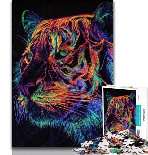 1000-teiliges Puzzle für Erwachsene und Jugendliche, Neontiger, lustige Spiele, Wanddekoration, einzigartige Geburtstags, 75x50cm 1000-teiliges Puzzle für Erwachsene und Jugendliche, Neontiger, lustige Spiele, Wanddekoration, einzigartige Geburtstags, 75x50cm von GKJPOXZJ