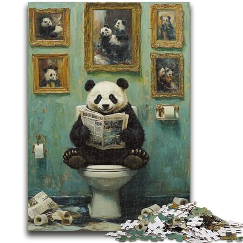 1000-teiliges Puzzle für Erwachsene und Jugendliche, Panda Go Toilet, 1000-teiliges Puzzle, Lernspiele für die ganze Familie, Heimdekoration, Geschenk (26x38cm) von GKJPOXZJ