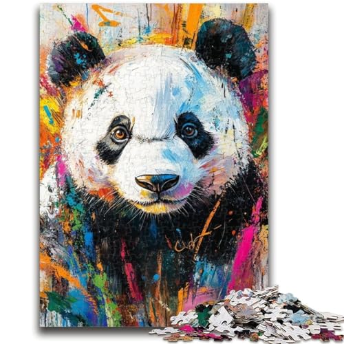 1000-teiliges Puzzle für Erwachsene und Jugendliche, Panda-Ölgemälde, 1000 Teile für Erwachsene, lustiges Geschenk und Beschäftigung für zu Hause, Spielzeug für Regentage (38x26cm) von GKJPOXZJ