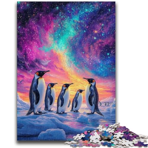 1000-teiliges Puzzle für Erwachsene und Jugendliche, Pinguine unter der Aurora, Puzzles für Erwachsene, Lernspielzeug, Familienspiele, einzigartige Geburtstags- und Geschenkideen (75x50cm) von GKJPOXZJ