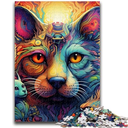 1000-teiliges Puzzle für Erwachsene und Jugendliche, Psychedelische Kunstkatze, Puzzle für Erwachsene, Lernspielzeug, Familienspiele, Geschenke für Freunde und Familie, (50x75cm) von GKJPOXZJ