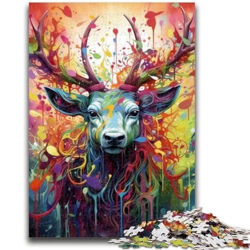 1000-teiliges Puzzle für Erwachsene und Jugendliche, Psychedelischer Hirsch, 1000-teiliges Puzzle, Quizspiel, Wanddekoration, einzigartige Geburtstags (50x75cm) von GKJPOXZJ