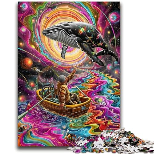 1000-teiliges Puzzle für Erwachsene und Jugendliche, Psychedelischer Wal, Puzzle für Erwachsene, Quizspiel, Wanddekoration, einzigartige Geburtstags (75x50cm) von GKJPOXZJ