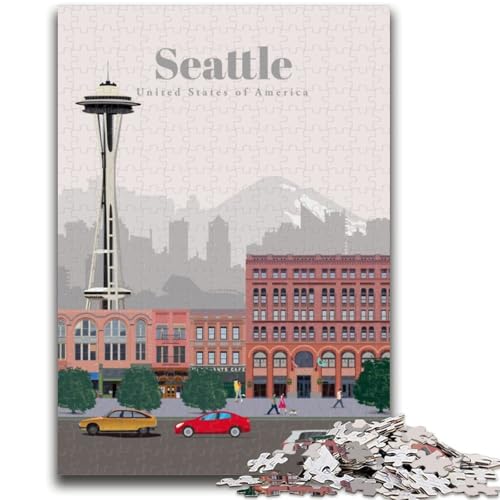 1000-teiliges Puzzle für Erwachsene und Jugendliche, Reise nach Seattle, 1000 Teile für Erwachsene, anspruchsvolles Spiel, Geschenke für die ganze Familie (50x75cm) von GKJPOXZJ