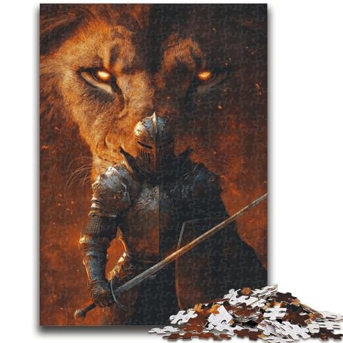 1000-teiliges Puzzle für Erwachsene und Jugendliche, Ritter und Löwe, 1000 Teile für Erwachsene, dekomprimierendes intellektuelles Lernspielzeug, perfekte Dekoration, (50x75cm) von GKJPOXZJ