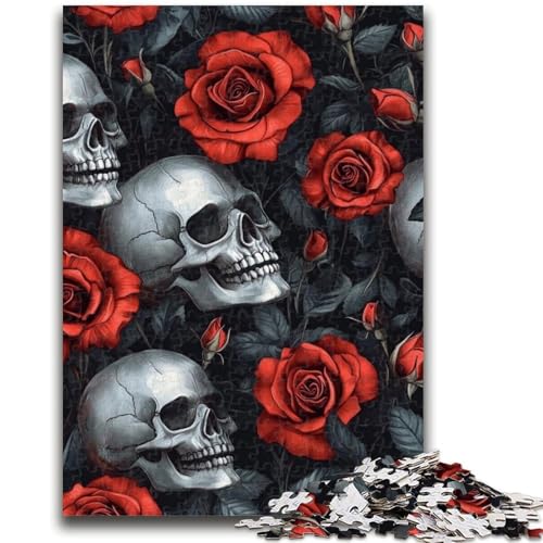 1000-teiliges Puzzle für Erwachsene und Jugendliche, Rosenschädel-Puzzle für Erwachsene, Lernspielzeug und Spiele für Erwachsene und Jugendliche, (38x26cm) von GKJPOXZJ