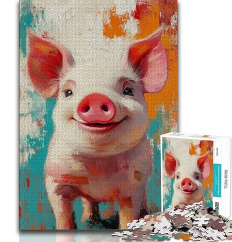 1000-teiliges Puzzle für Erwachsene und Jugendliche, Schweinebaby-Malen, Lernspielzeug, Familienspiele, Lernspiel für Geburtstag, Weihnachten, 75x50cm von GKJPOXZJ