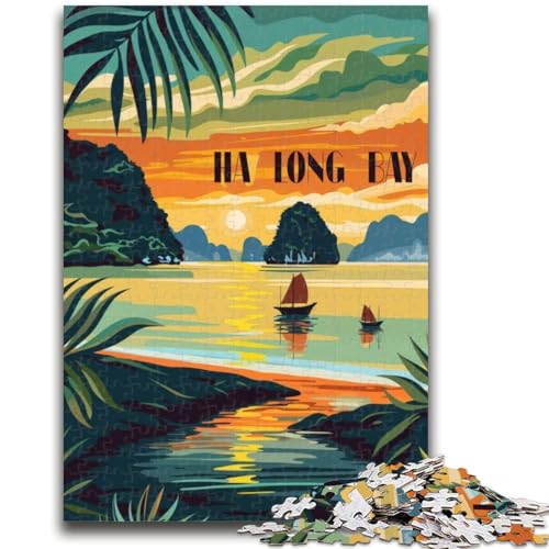 1000-teiliges Puzzle für Erwachsene und Jugendliche, Sonnenuntergang in der Ha Long Bay, Puzzles für Teenager, Quizspiel, Wanddekoration, einzigartige Geburtstags (26x38cm) von GKJPOXZJ