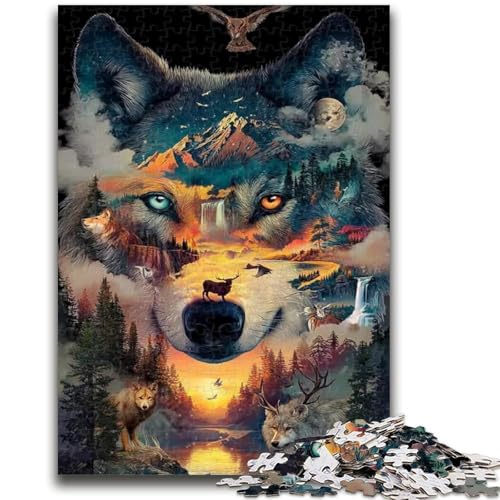 1000-teiliges Puzzle für Erwachsene und Jugendliche, Waldwolflandschaft, 1000 Teile für Erwachsene, dekomprimierendes intellektuelles Lernspielzeug, perfekte Dekoration, (38x26cm) von GKJPOXZJ