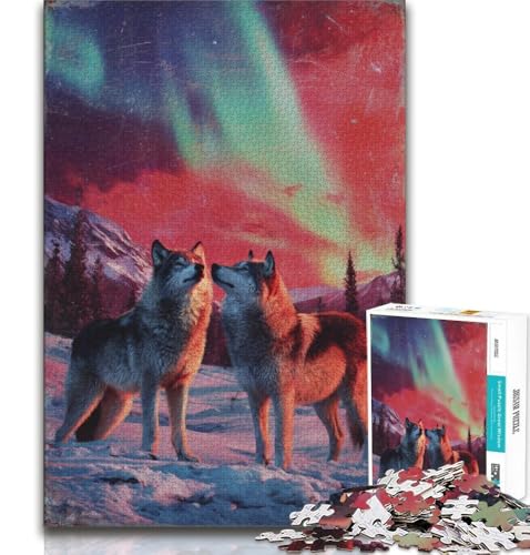 1000-teiliges Puzzle für Erwachsene und Jugendliche, Wolf unter der Aurora, Lernspiele, Heimdekoration, Lernspiel für Geburtstag, Weihnachten, 75x50cm 1000-teiliges Puzzle für Erwachsene und Jugendliche, Wolf unter der Aurora, Lernspiele, Heimdekoration, Lernspiel für Geburtstag, Weihnachten, 75x50cm von GKJPOXZJ