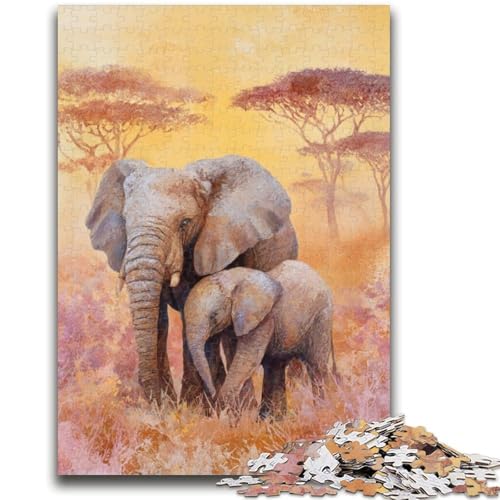1000-teiliges Puzzle für Erwachsene und Jugendliche, afrikanische Elefanten, 1000 Teile für Teenager, für anspruchsvolles Spielzeugspiel und Familienspiel (50x75cm) von GKJPOXZJ