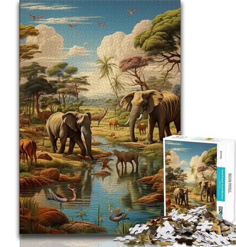 1000-teiliges Puzzle für Erwachsene und Jugendliche, afrikanische Tiere, hilft dem Gehirn beim Trainieren, süchtig machendes Spielzeug zur Förderung der Geduld, Geschenk zum Geburtstag, 75x50cm von GKJPOXZJ
