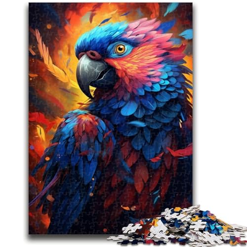 1000-teiliges Puzzle für Erwachsene und Jugendliche, bunter Papagei mit bunten Federn, Lernspielzeug, Familienspiele, einzigartige Geburtstags- und Geschenkideen (26x38cm) von GKJPOXZJ