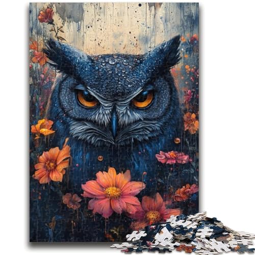 1000-teiliges Puzzle für Erwachsene und Jugendliche, geheimnisvolle Eule, 1000 Teile für Teenager, Denksportaufgabe – Geburtstagsgeschenk für Männer (75x50cm) von GKJPOXZJ