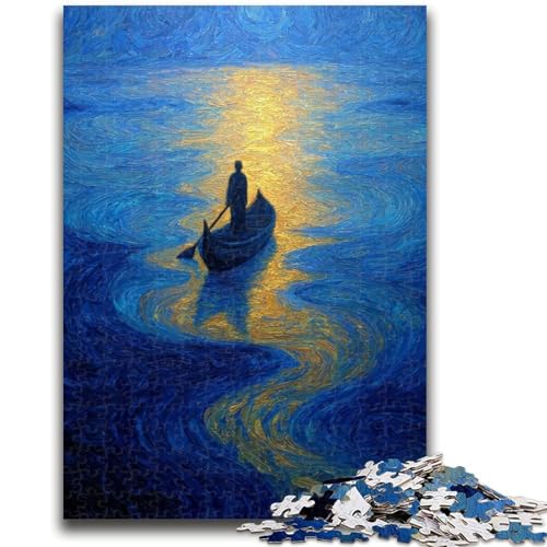 1000-teiliges Puzzle für Erwachsene und Jugendliche, kleines Boot bei Nacht, Teenager-Puzzle, Lernspielzeug, lustige Familienspiele, einzigartige Heimdekoration (38x26cm) von GKJPOXZJ